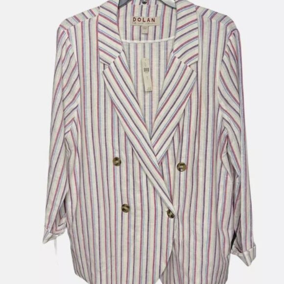 Anthropologie Dolan Left Coast Cream Anna Striped Linen Blazer - Picture 3 of 15
